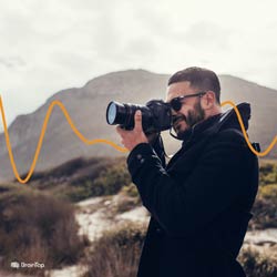 hiker taking scenic photo